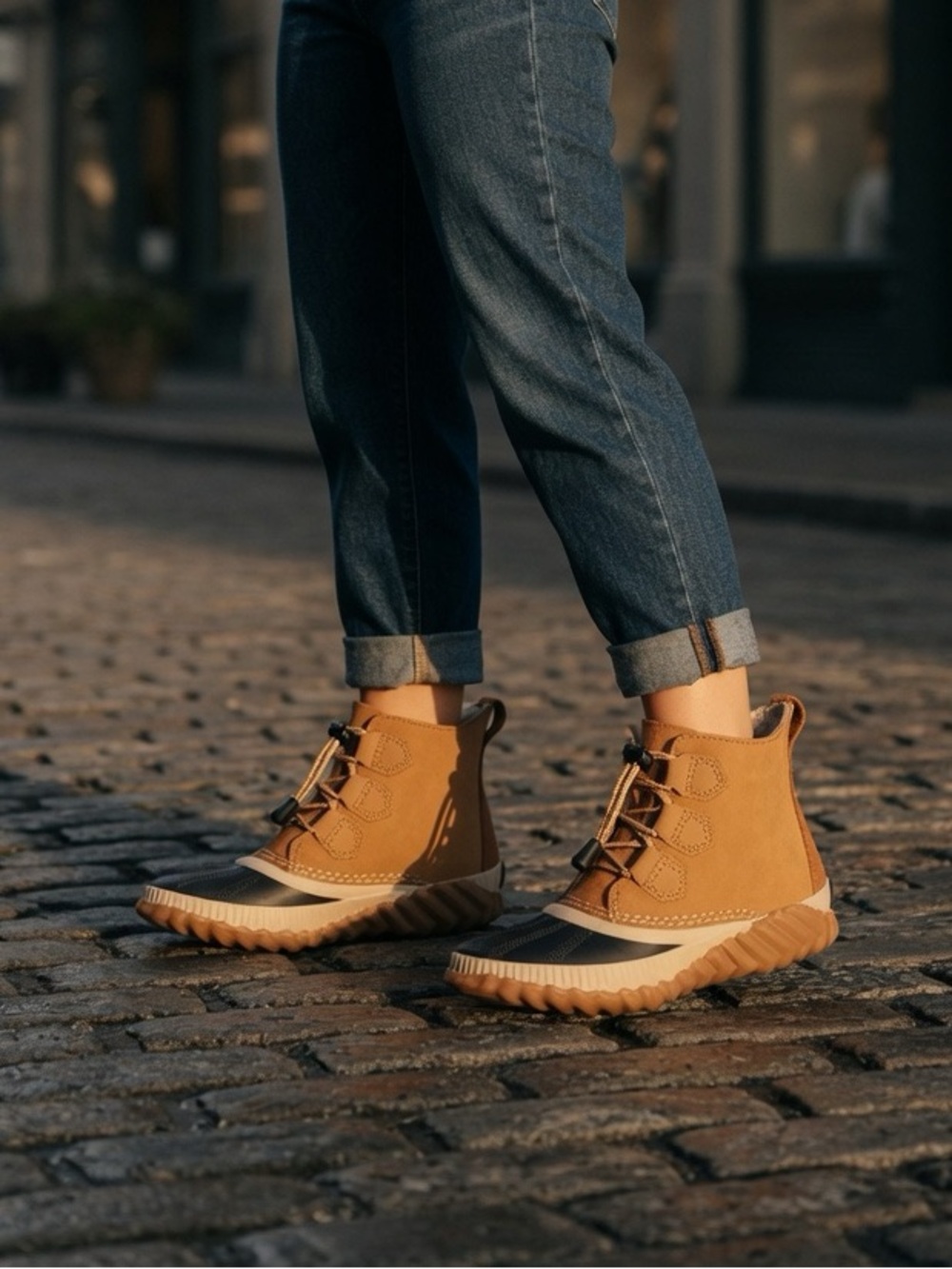 Sorel Tan and Black Laced Waterproof Boots Size 4